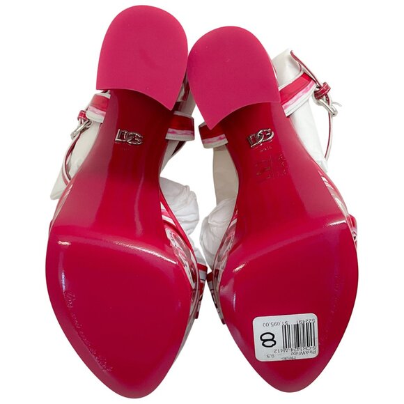 Dolce & Gabbana Fuchsia / White Patent Leather Tile Print Platform Sandals - Picture 8 of 10